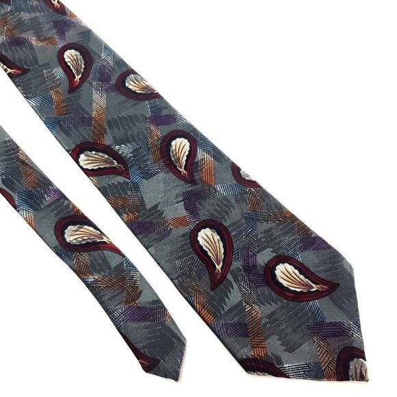 Mark‎ Alexander Textured Silk Tie Green Floral Short Wide - Picture 1 of 6